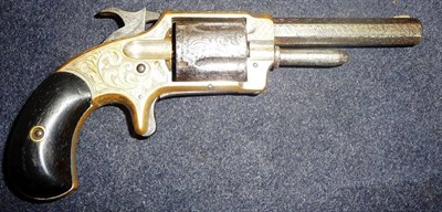 Lot 387 - A 19th Century American Five Shot Rimfire Pocket Revolver, the 7cm octagonal steel barrel...