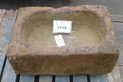 Lot 1118 - A Red Sandstone Rectangular Trough, 74cm by 51cm by 28cm