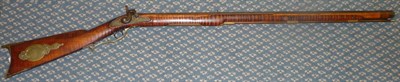 Lot 420 - A 19th Century American Percussion Cap Plains Rifle, the 86cm octagonal steel barrel with `V'...