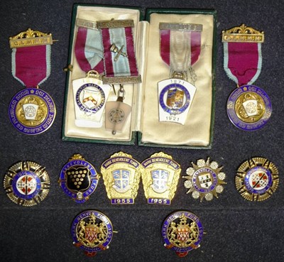 Lot 37 - A Collection of Eleven Silver, Silver Gilt and Enamel Mark Masons Charity Breast Jewels and Badges