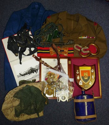 Lot 52 - A Collection of Militaria, including a pair of German brass and red felted wool epaulettes, a...