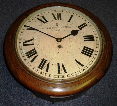 Lot 65 - A Second World War Military Issue Oak Cased Wall Timepiece, the 34cm circular cream painted...