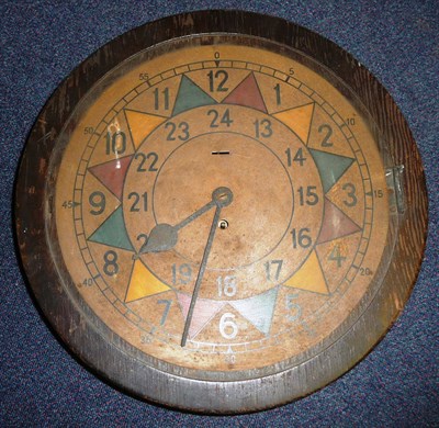 Lot 67 - An RAF Sector Wall Timepiece, the 35cm circular cream metal dial with black arabic numerals divided