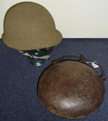 Lot 68 - A Civil War Steel Canteen, of compressed globular form, with swing handle and screw-in stopper,...