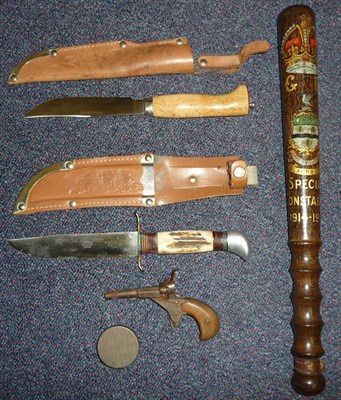 Lot 74 - A First World War Blackburn Special Constable Mahogany Truncheon by Hiatt & Co Ltd, Birmingham, the