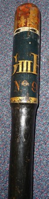 Lot 77 - A Georgian Constable's Ebonised Wood Staff (Emley), the rounded cylindrical head painted with...