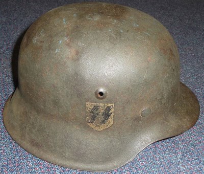 Lot 90 - A German M42 Steel Helmet, with single SS decal, the inner neck flange numbered 48, with...