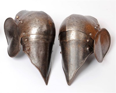 Lot 95 - A Pair of Victorian Poleynes (Knee Cops) in the 15th Century Style, each with a heart shape...