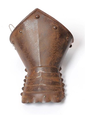 Lot 97 - A 17th Century Cuirassier's Gauntlet, for the left hand, the pointed arched cuff with gadroon...