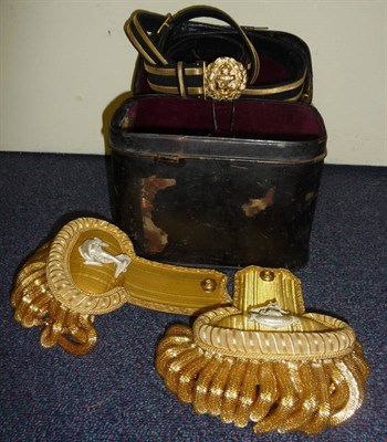 Lot 101 - A Pair of Early 20th Century Royal Navy Officer's Epaulettes, each with gold lace shoulder...