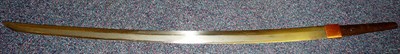 Lot 135 - An Early Japanese Katana Blade, 59cm long, with narrow undulating hamon, and one piece copper...