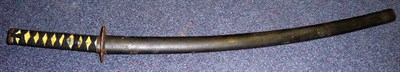 Lot 137 - An 18th Century Japanese Wakizashi, the 52cm steel blade signed on the tang (delamination marks and