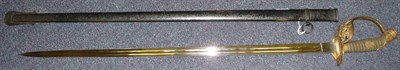 Lot 153 - A Prussian Infantry Officer's Sword, the 76cm single edge steel blade with two narrow fullers...