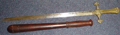 Lot 158 - A Victorian Bandsman's Sword, with 53cm double edge steel blade, brass cruciform hilt cast with...