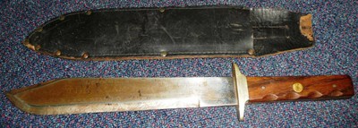 Lot 159 - A Late 19th/Early 20th Century Bowie Knife, the 27cm broad hatchet point steel blade etched...