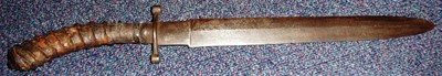 Lot 160 - An Early 19th Century German Hunting Knife, with 27.5cm double edge steel blade, steel hilt...