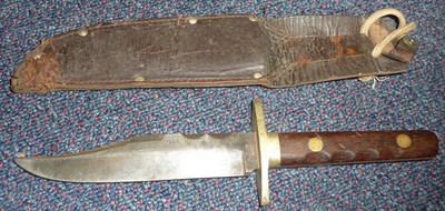 Lot 162 - A Small Bowie Knife by William Rodgers, Sheffield, the 14cm hatchet tip blade with double scalloped