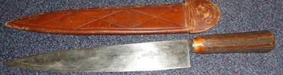 Lot 163 - An Edwardian Hunting Knife, the 25cm broad tapering single edge steel blade stamped "JOSEPH RODGERS