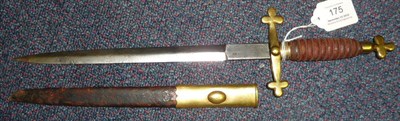 Lot 175 - A 19th Century Society Dagger,  with double edge steel blade, the brass hilt with cruciform...