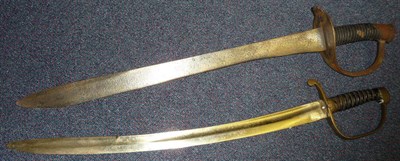 Lot 180 - A 19th Century Constabulary Hanger, with 57cm fullered steel blade, the brass stirrup hilt...