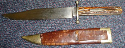 Lot 181 - A Victorian Bowie Knife, the 20cm hatchet tip steel blade stamped "J. Rodgers & Sons, No.6...