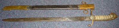 Lot 182 - An Edwardian Naval Midshipman's Dirk, the 45cm single edge steel blade faintly etched with...