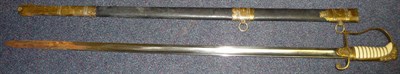 Lot 188 - A Copy of an 1805 Pattern Naval Officer's Sword, with brass stirrup hilt and brass mounted...