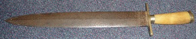 Lot 195 - A 19th Century Bowie Knife, the 37.5cm double edge steel blade engraved with tendrils, the...