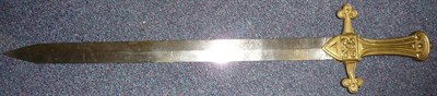 Lot 208 - An 1856 Pattern Drummer's Sword, Mark I, the 48cm double edge steel blade etched with anthemion...