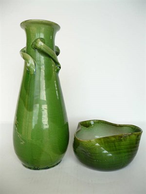 Lot 1142 - A C.H.Brannam Earthenware Vase, green glaze, impressed C.H.Brannam Barum N.Devon Made for Liberty &