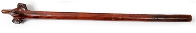 Lot 219 - A Fijian Root Stock Club (Vunikau), with typical shaped head, cylindrical haft, the grip carved...