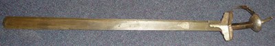 Lot 235 - An Indian Kandah, the single edge damascened steel blade with rounded tip, the steel langets, guard