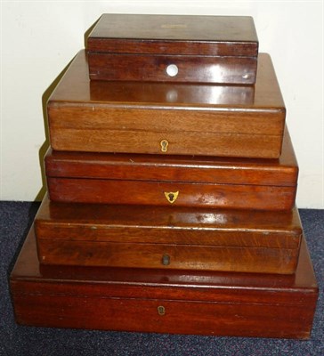 Lot 287 - Five Boxes Suitable for Conversion to Pistol Cases, one in rosewood 19cm by 11cm, one in oak...