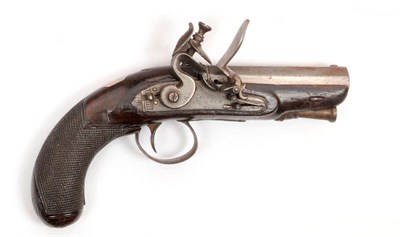 Lot 335 - An Early 19th Century Flintlock Pocket Pistol, the 8cm octagonal steel barrel with Birmingham proof