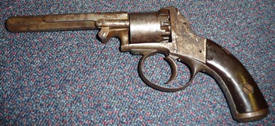 Lot 339 - A 19th Century English Percussion Cap Five Shot Revolver, the 13cm octagonal steel barrel with...