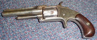 Lot 345 - A Smith & Wesson Model No.1 1/2 Second Issue .32 Rimfire Revolver, five shot, the 9cm nickel plated