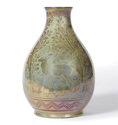 Lot 1155 - A Pilkington's Royal Lancastrian Lustre Vase, circa 1910, decorated by Richard Joyce, with four...