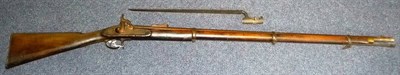 Lot 354 - A Victorian 1860 Tower Percussion Cap Three Band Musket, the 99cm steel barrel with hinged...