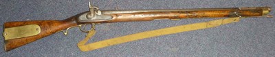 Lot 358 - A 19th Century Tower Percussion Cap Brunswick Rifle, the 76.5cm steel barrel with hinged leaf...