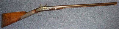 Lot 364 - A 19th Century Double Barrel Flintlock Sporting Gun, with 75cm steel barrels, foliate engraved...