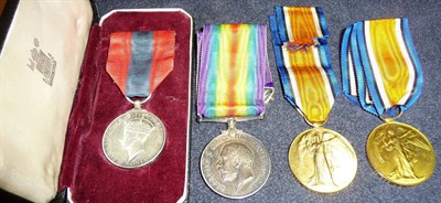 Lot 2 - A First World War Pair and an Imperial Service Medal, cased, awarded to PS-8448 CPL.E(DWIN)...