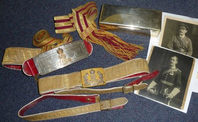 Lot 13 - A Boer War Period Dress Waist Belt, Shoulder Belt and Silver Pouch, to Captain Frederick Farrar...