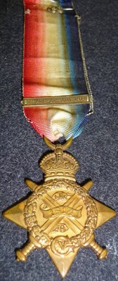 Lot 22 - A 1914 "Mons" Star, with clasp 5TH AUG.-22ND NOV.1914, awarded to 7047 PTE J.F.CHARD. 5/LRS.