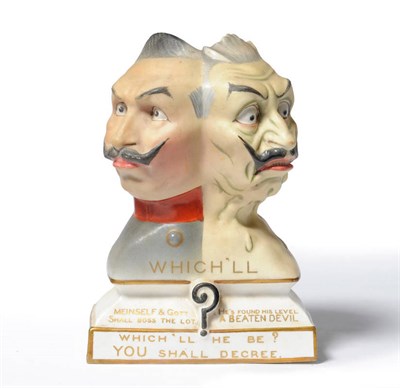 Lot 53 - A First World War Propaganda Porcelain Double Bust Head of the Kaiser "Which'll He Be? You...