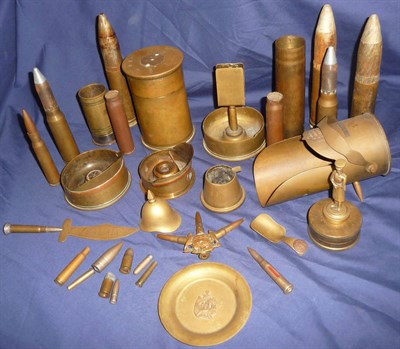 Lot 78 - A Collection of Thirteen Pieces of First World War Trench Art, including a sugar skuttle, a jar and