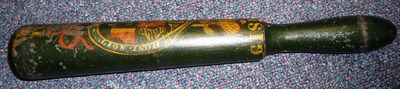 Lot 83 - A William IV Black Painted Wood Truncheon - "Gisbro", the squat tapering cylindrical body...