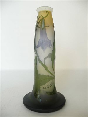 Lot 1167 - A Gallé Cameo Vase, inverted trumpet form with slightly flared rim, acid etched with Lilac...