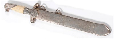 Lot 111 - A German Third Reich RAD Leaders Hewer, the Eickhorn steel hatchet blade with narrow fuller to each