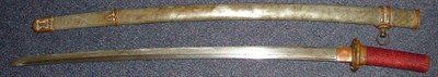 Lot 120 - A Second World War Japanese Katana, the 69cm single edge steel blade with a narrow fuller to...