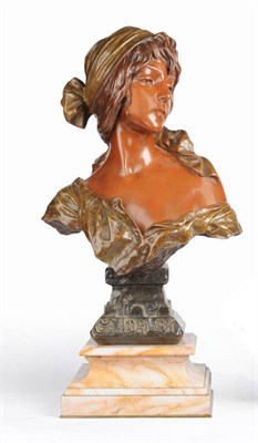 Lot 1170 - Emmanuel Villanis (Lille 1858 - 1914 Paris) "Cendrillon" An Art Nouveau Bronze Pedestal Bust, circa